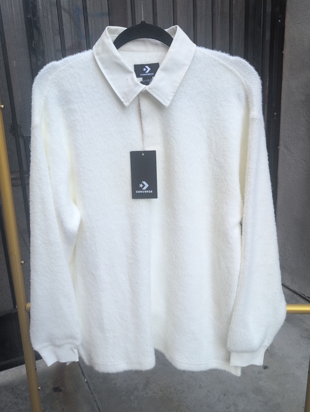 Converse Men’s Cream Fleece Pullover Sweater Size XS